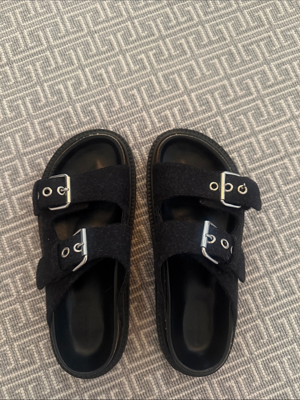 Isabel Marant Black Double-Buckle Kids Slide Sandals